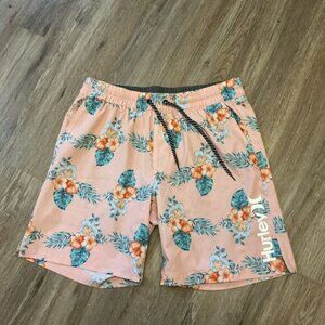 Hurley Mens Large Floral Swim Trunks 8 Inch Inseam Boardshorts